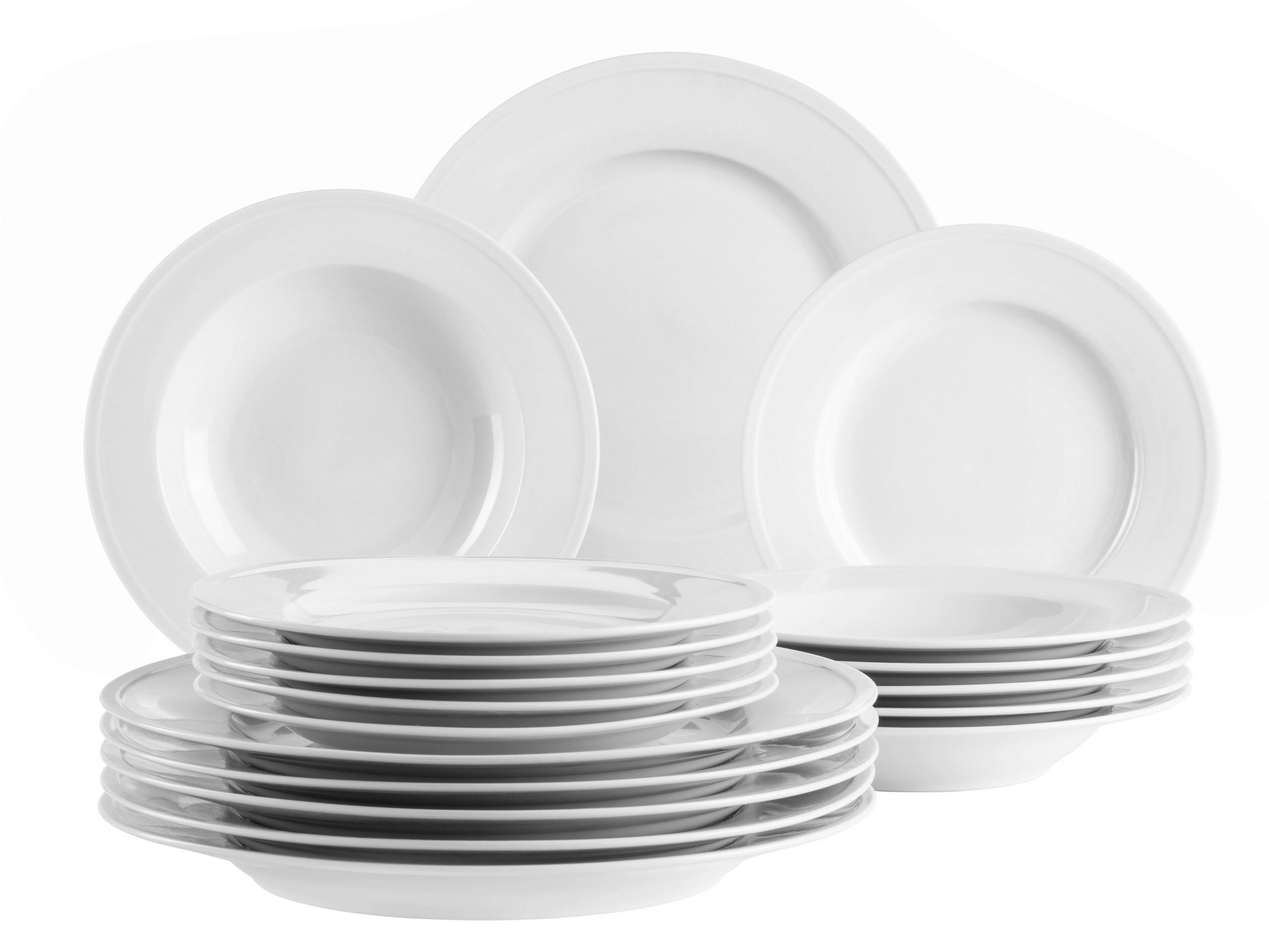 TAFELSERVICE Weiß 18-teilig Arlona  - Weiß, Basics, Keramik - Mäser