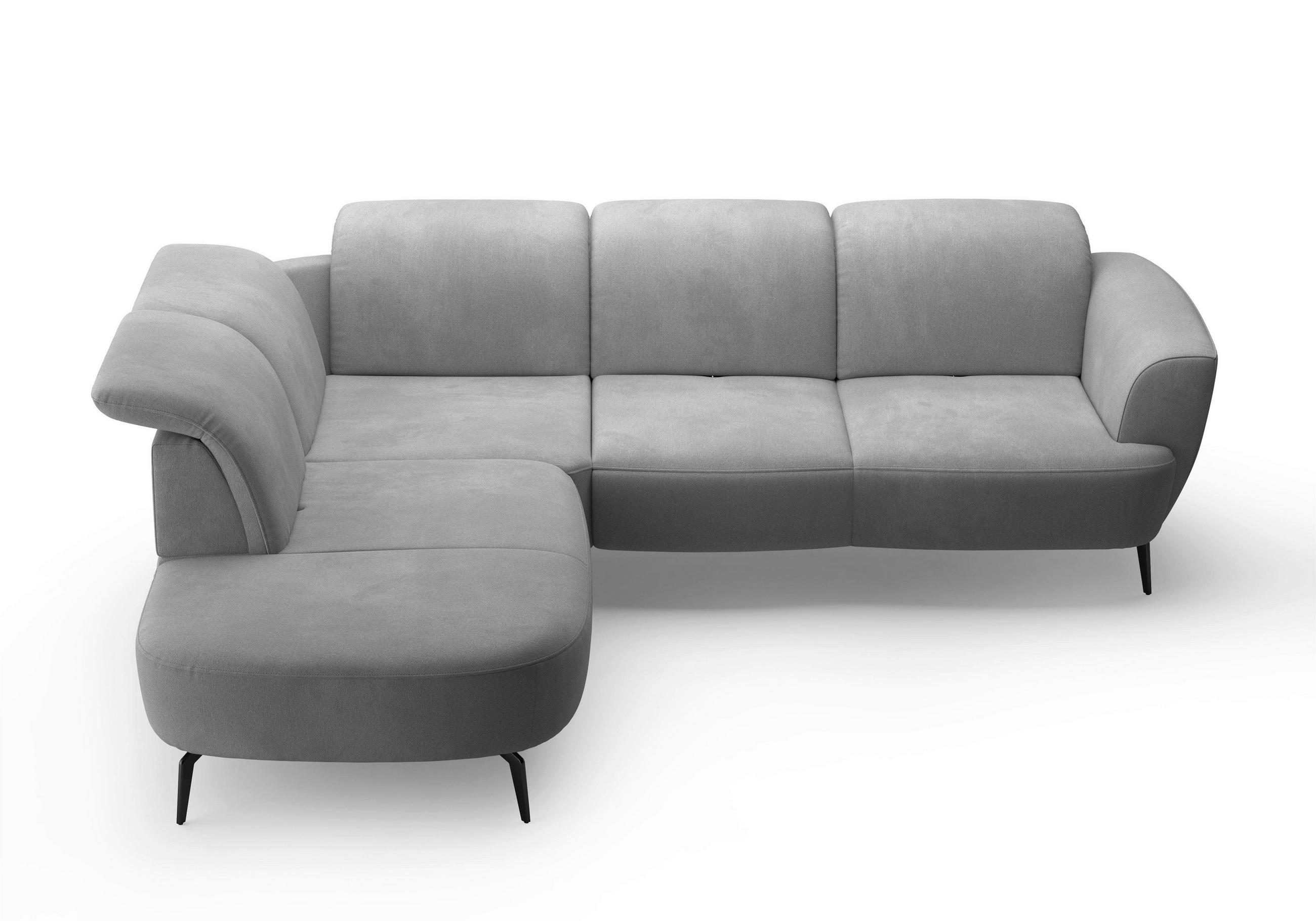 ECKSOFA in Flachgewebe Grau  267/300 cm  - Schwarz/Grau, KONVENTIONELL, Textil/Metall (267/300cm) - Sit & More