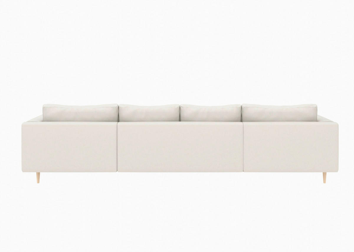 WOHNLANDSCHAFT Sandfarben Struktur  - Sandfarben/Buchefarben, MODERN, Holz/Textil (161/306/161cm) - Trendmanufaktur