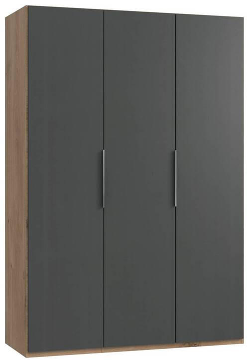 DREHTÜRENSCHRANK 150/216/58 cm 3-türig Graphitfarben, Eichefarben  - Chromfarben/Eichefarben, MODERN, Holzwerkstoff (150/216/58cm) - MID.YOU