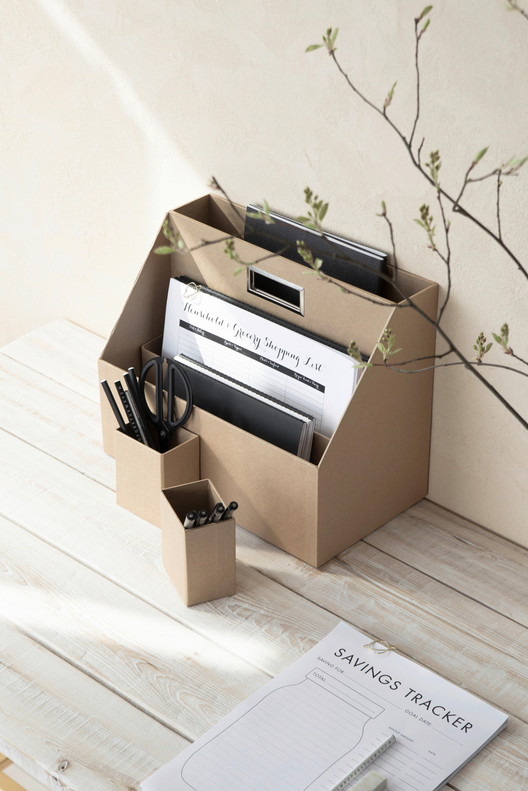 SCHREIBTISCHSET Papier, Karton Braun, Naturfarben  - Braun/Naturfarben, Basics, Karton/Papier (35/28/20cm)