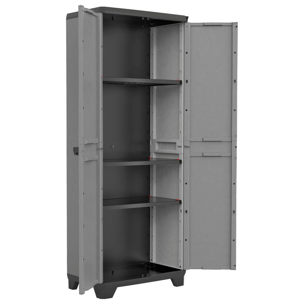 Thumbnail - Keter Mehrzweckschrank, Grau, Rot, Schwarz, Kunststoff, 3 Fächer, 68x173x39 cm, Waschküche, Mehrzweckschränke