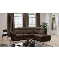 ECKSOFA Echtleder Dunkelbraun  - Wengefarben/Dunkelbraun, Design, Leder/Holz (260/229cm) - Livetastic