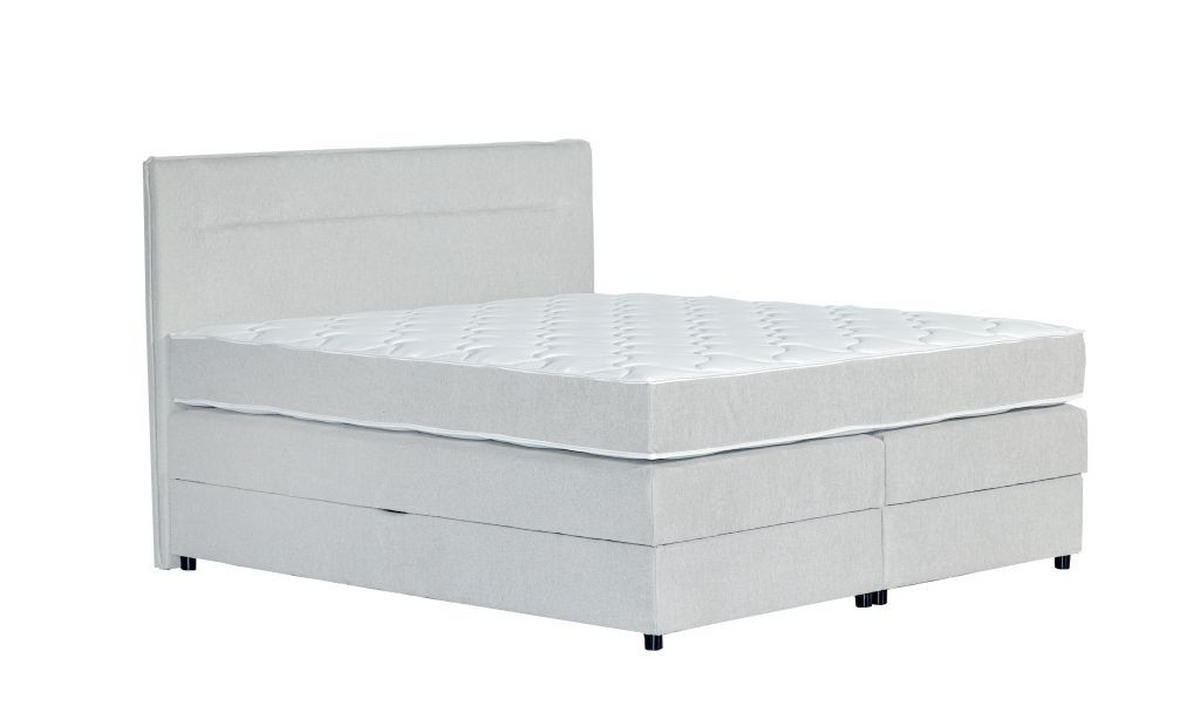 BOXSPRING KREVET     svijetlo siva  - svijetlo siva/crna, Moderno, drvni materijal/tekstil (208/182cm) - Hom`in