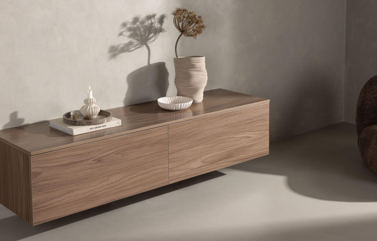 SIDEBOARD 160/35/45 cm  - nötfärg, Design, metall/trä (160/35/45cm) - Best Price