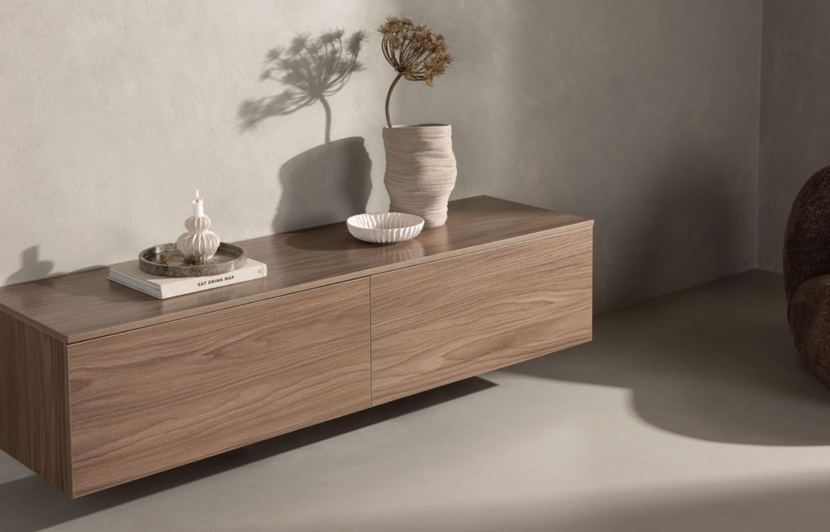 SIDEBOARD 160/35/45 cm  - nötfärg, Design, metall/trä (160/35/45cm) - Niels Andersson