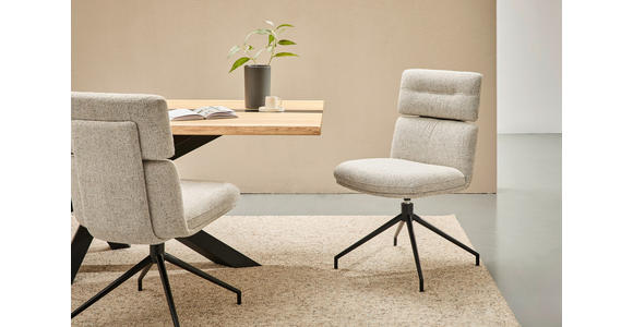 STUHL  in Eisen Webstoff Metall, Textil  - Beige/Schwarz, Design, Textil/Metall (50/92/64,5cm) - Dieter Knoll