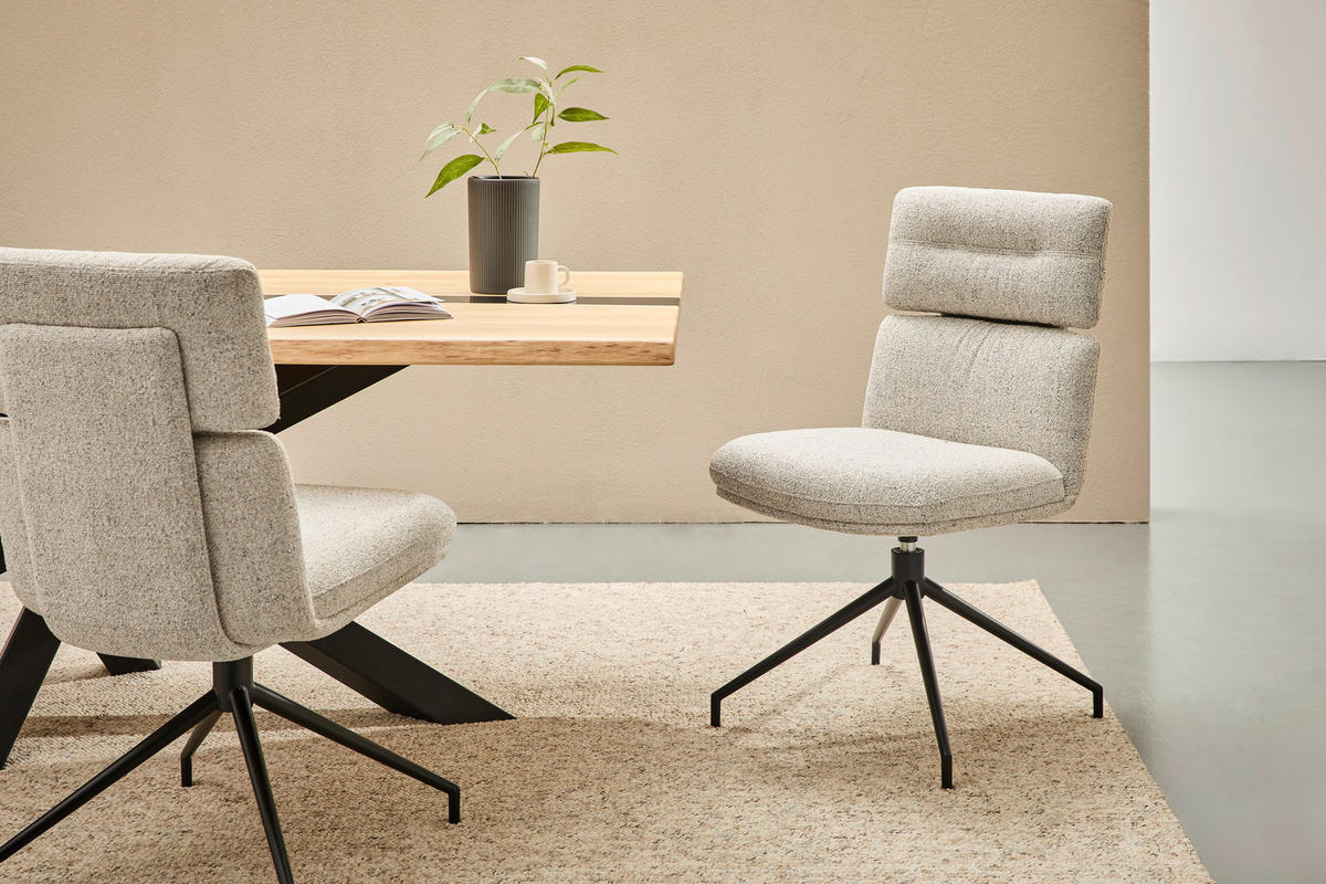 STUHL - Beige/Schwarz, Design, Textil/Metall (50/92/64,5cm) - Dieter Knoll