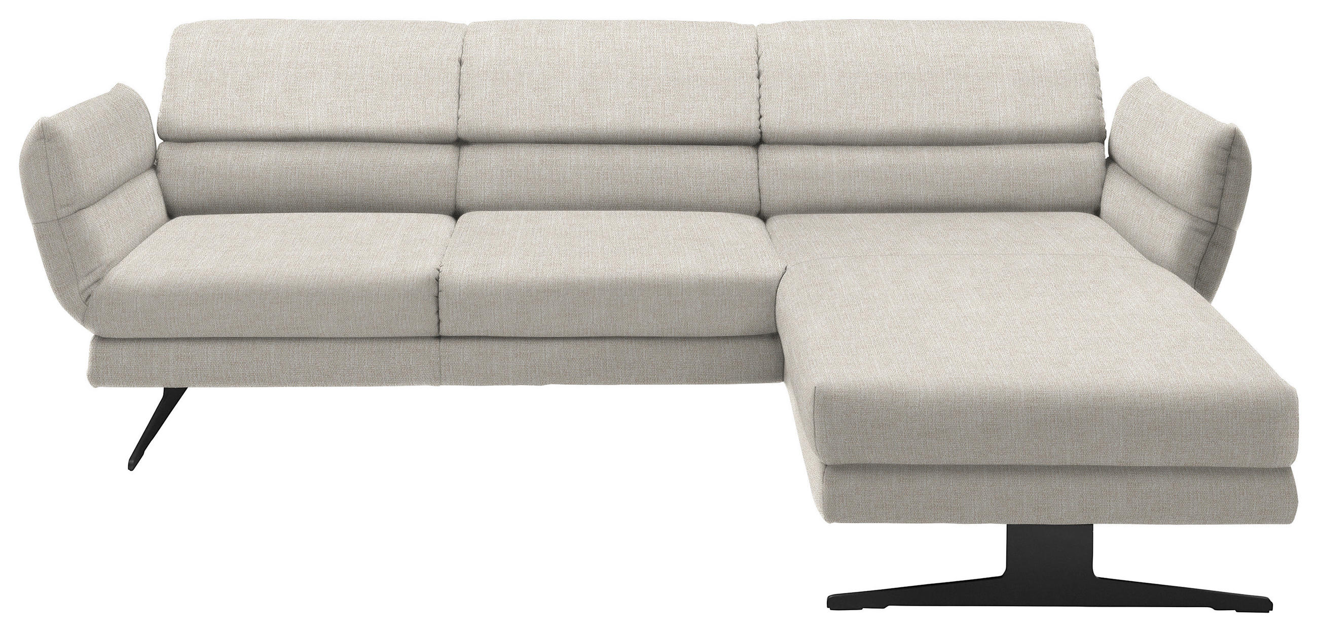 ECKSOFA in Flachgewebe Naturfarben  - Schwarz/Naturfarben, Design, Textil/Metall (279-327/176-217cm) - Dieter Knoll