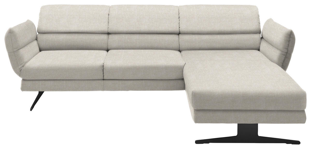 ECKSOFA in Flachgewebe Naturfarben  - Schwarz/Naturfarben, Design, Textil/Metall (279-327/176-217cm) - Dieter Knoll