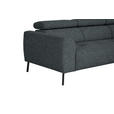 ECKSOFA in Chenille Grau  280/205 cm  - Schwarz/Grau, Design, Textil/Metall (280/205cm) - Xora