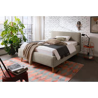POLSTERBETT MATTIS Bettkasten, Lattenroste 140/200 cm  in Taupe  - Taupe/Eichefarben, Design, Holz/Textil (140/200cm) - Livetastic