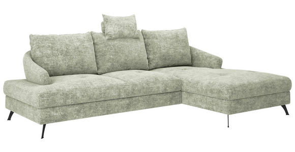 ECKSOFA in Webstoff Hellgrün  - Schwarz/Hellgrün, KONVENTIONELL, Textil/Metall (293/183cm) - Carryhome