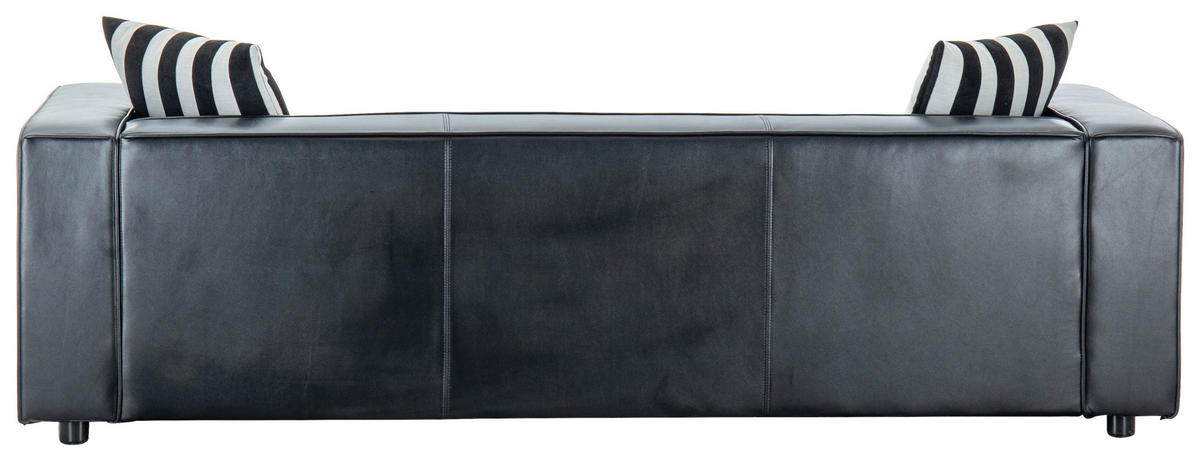 3-SITZER-SOFA LOTTA Lederlook Schwarz  - Schwarz/Weiß, Design, Kunststoff/Textil (232/66/95cm) - Livetastic