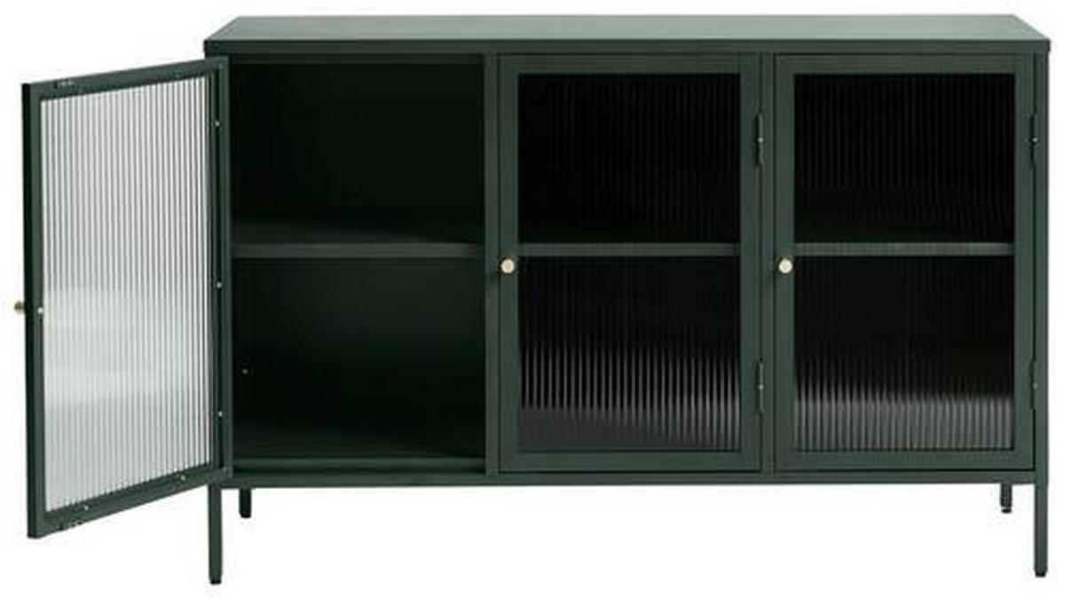 SIDEBOARD Grün, Goldfarben  132/85/40 cm  - Goldfarben/Grün, Design, Glas/Metall (132/85/40cm) - Lomoco