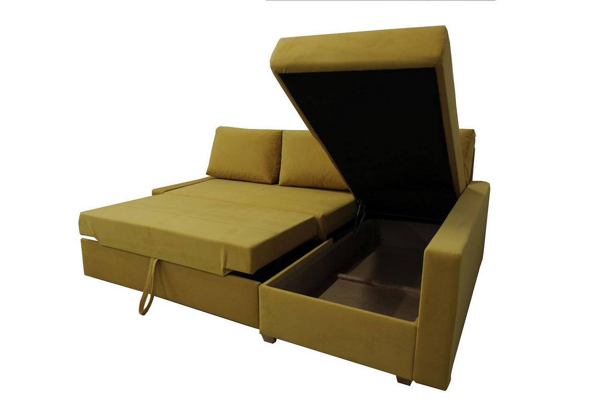 SJEDEĆA GARNITURA tekstil  žuta   - boje hrasta/žuta, Moderno, tekstil/drvo (230/155cm) - Ti'me