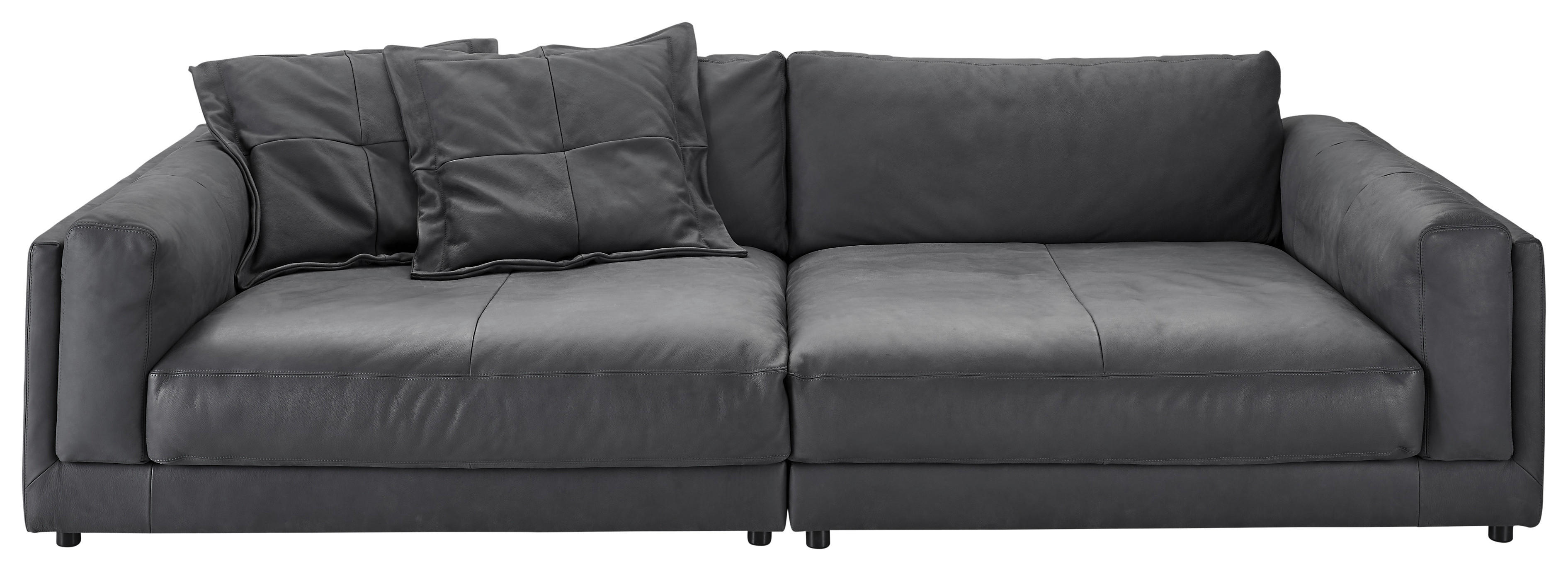 BIGSOFA Echtleder Anthrazit  - Anthrazit/Schwarz, Design, Leder/Kunststoff (294/85/150cm) - Pure Home Lifestyle