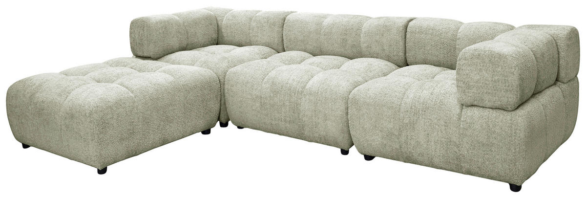 ECKSOFA ZAK in Bouclé Beige  280/186 cm  - Beige/Schwarz, Design, Kunststoff/Textil (280/186cm) - MID.YOU