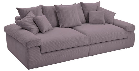 BIGSOFA in Cord Rosa  - Schwarz/Rosa, Design, Kunststoff/Textil (260/90/140cm) - Ambia Home