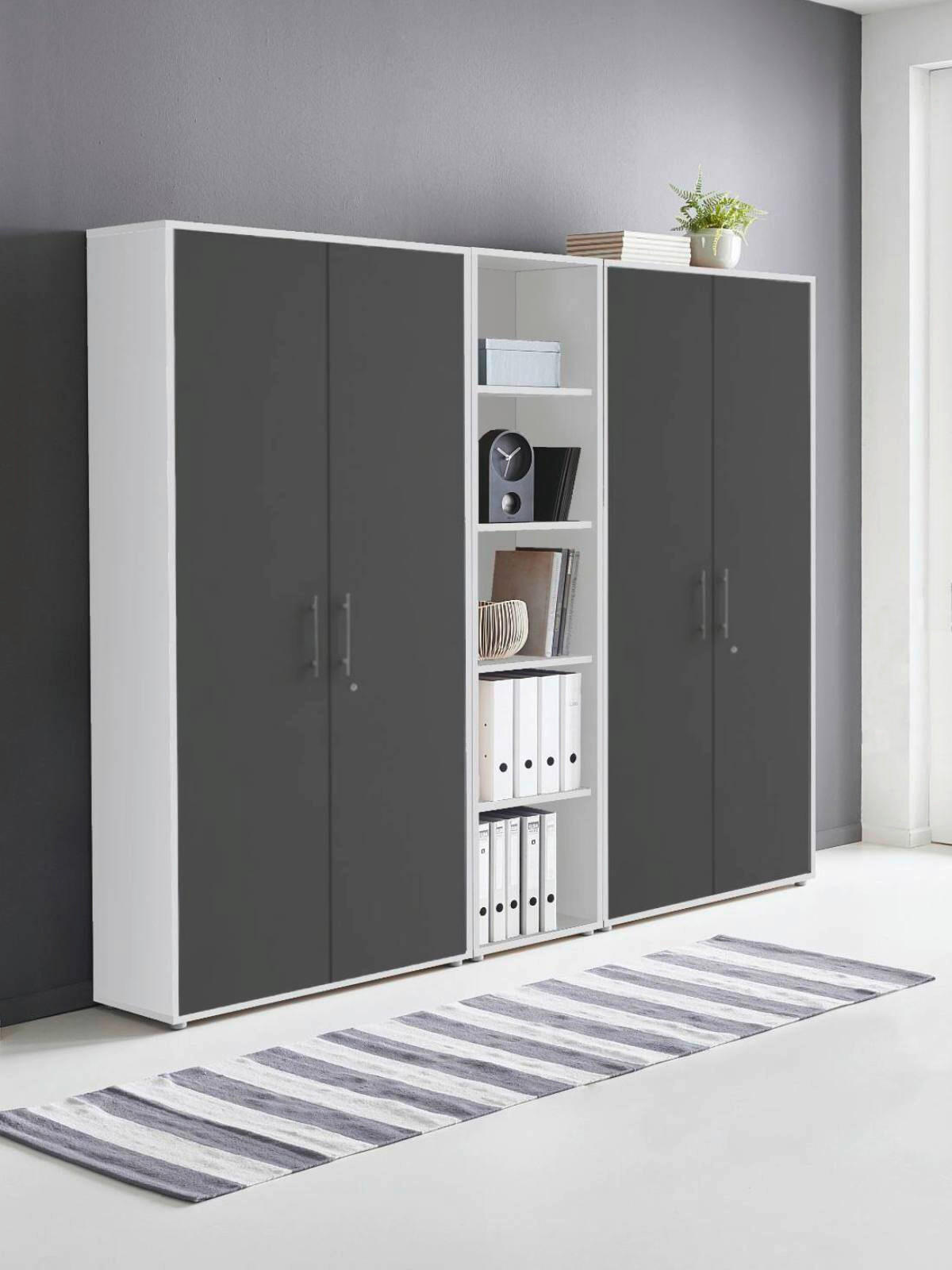 AKTENSCHRANK 212,9/185,6/33 cm  - Anthrazit/Weiß, MODERN, Holzwerkstoff (212,9/185,6/33cm) - MID.YOU