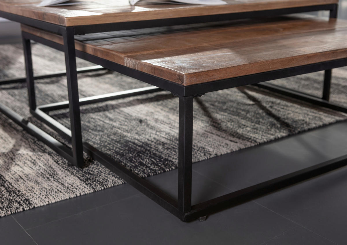 SOFFBORD SET i trä, metall 65-72/65-72/22-27 cm  - svart/naturfärgad, Basics, metall/trä (65-72/65-72/22-27cm) - Livetastic