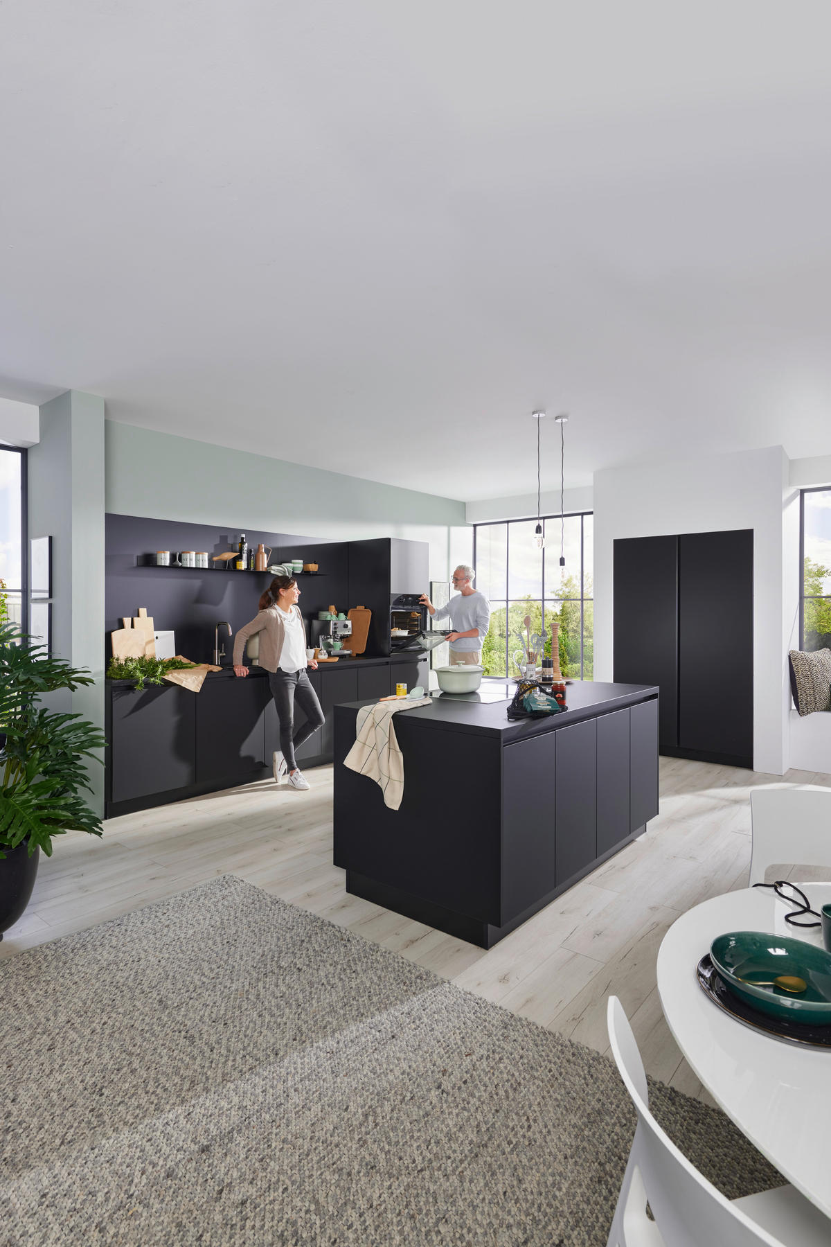 EINBAUKÜCHE P17  - Schwarz, Design, Holzwerkstoff - Dieter Knoll