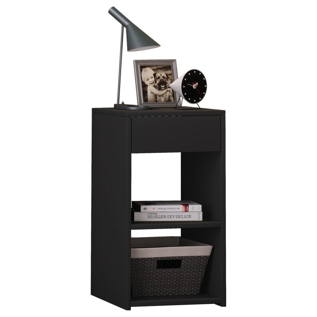 Beistelltisch Mit Schublade Sleda Max B: 35 Cm Schwarz