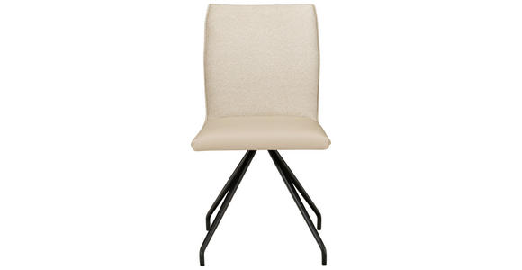 STUHL  , fleckschutzimprägniert, Stoffauswahl, Typenauswahl  , Mikrofaser  ,  - Beige/Schwarz, Design, Textil/Metall (49/91/60cm) - Moderano