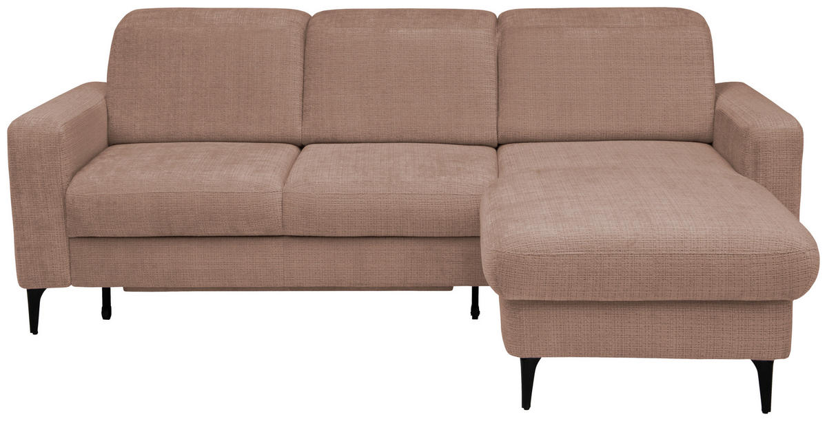 ECKSOFA FABIO Rostfarben Chenille Bettkasten, Kopfteilverstellung  - Rostfarben/Schwarz, Design, Textil/Metall (174/223cm) - Livetastic