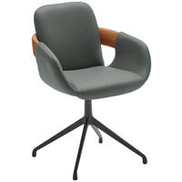 ARMLEHNSTUHL  Lederauswahl, Stoffauswahl, Typenauswahl, Sitzfläche 360° drehbar  Echtleder  - Eichefarben/Cognac, Natur, Leder/Holz (60/86/60cm) - Valnatura