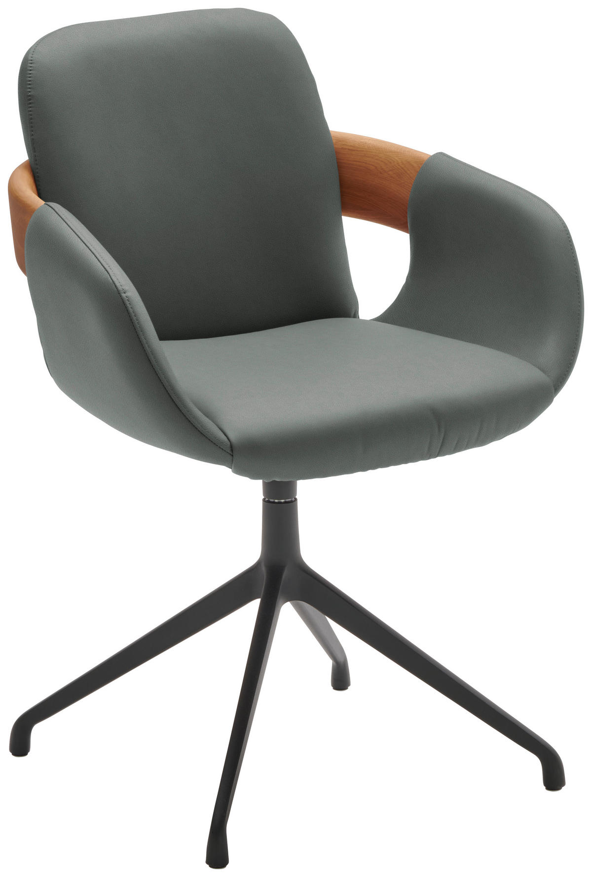 ARMLEHNSTUHL  Lederauswahl, Stoffauswahl, Typenauswahl, Sitzfläche 360° drehbar  Echtleder  - Eichefarben/Cognac, Natur, Leder/Holz (60/86/60cm) - Valnatura