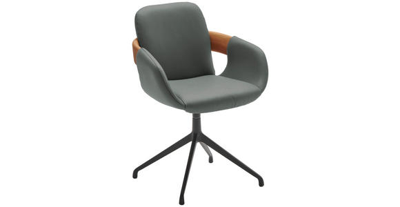 ARMLEHNSTUHL  Lederauswahl, Stoffauswahl, Typenauswahl, Sitzfläche 360° drehbar  Echtleder  - Eichefarben/Cognac, Natur, Leder/Holz (60/86/60cm) - Valnatura