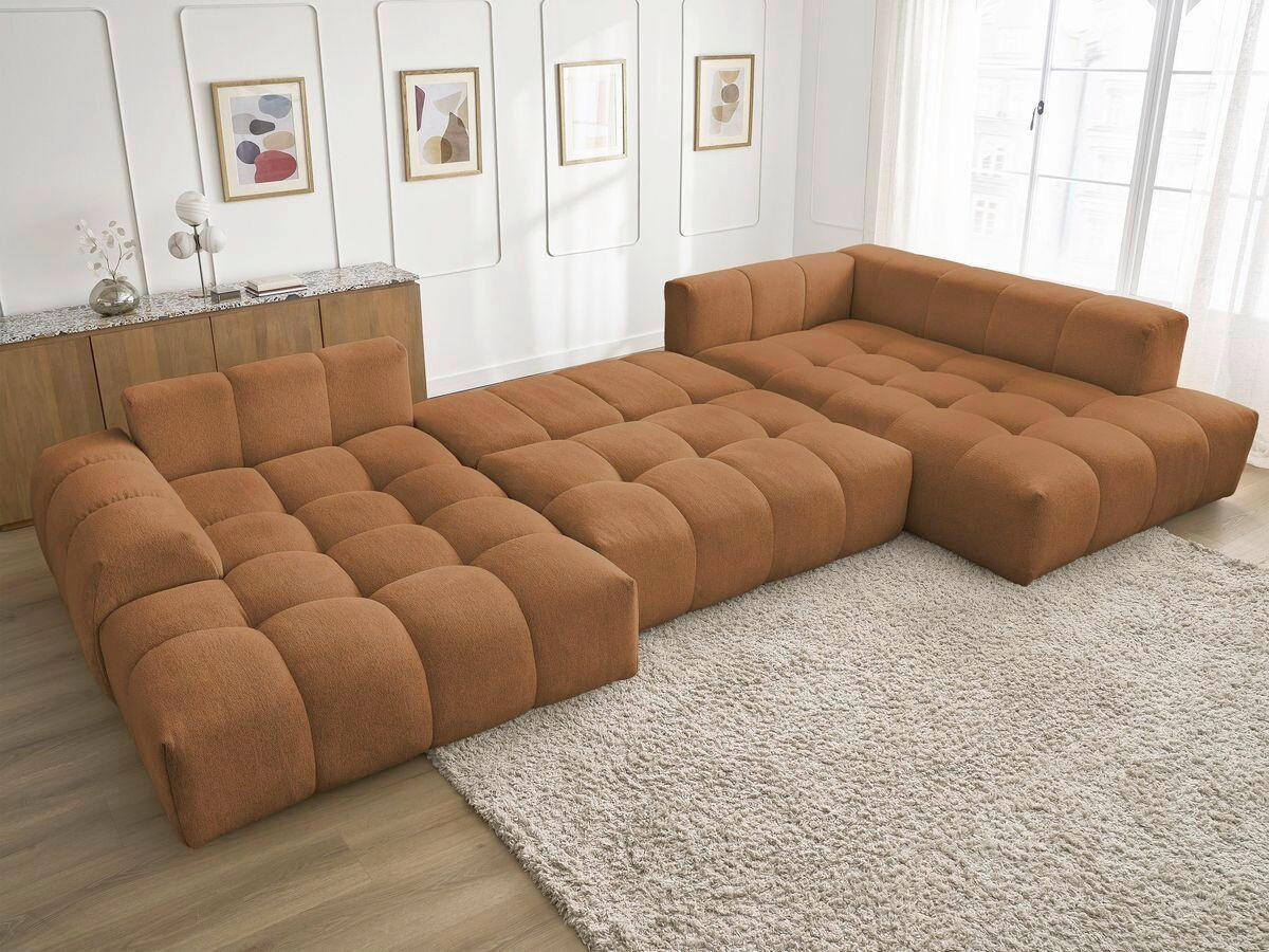 ECKSCHLAFSOFA EVEREST  mit Rücken echt, Armteil links, Armteil rechts Flachgewebe Orange  - Schwarz/Orange, MODERN, Kunststoff/Textil (198/423/212cm)