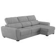 ECKSOFA Grau Mikrofaser Bettkasten, Schlaffunktion, Rücken echt, Liegefläche im Originalstoff  - Schwarz/Grau, KONVENTIONELL, Kunststoff/Textil (285/177cm) - Carryhome