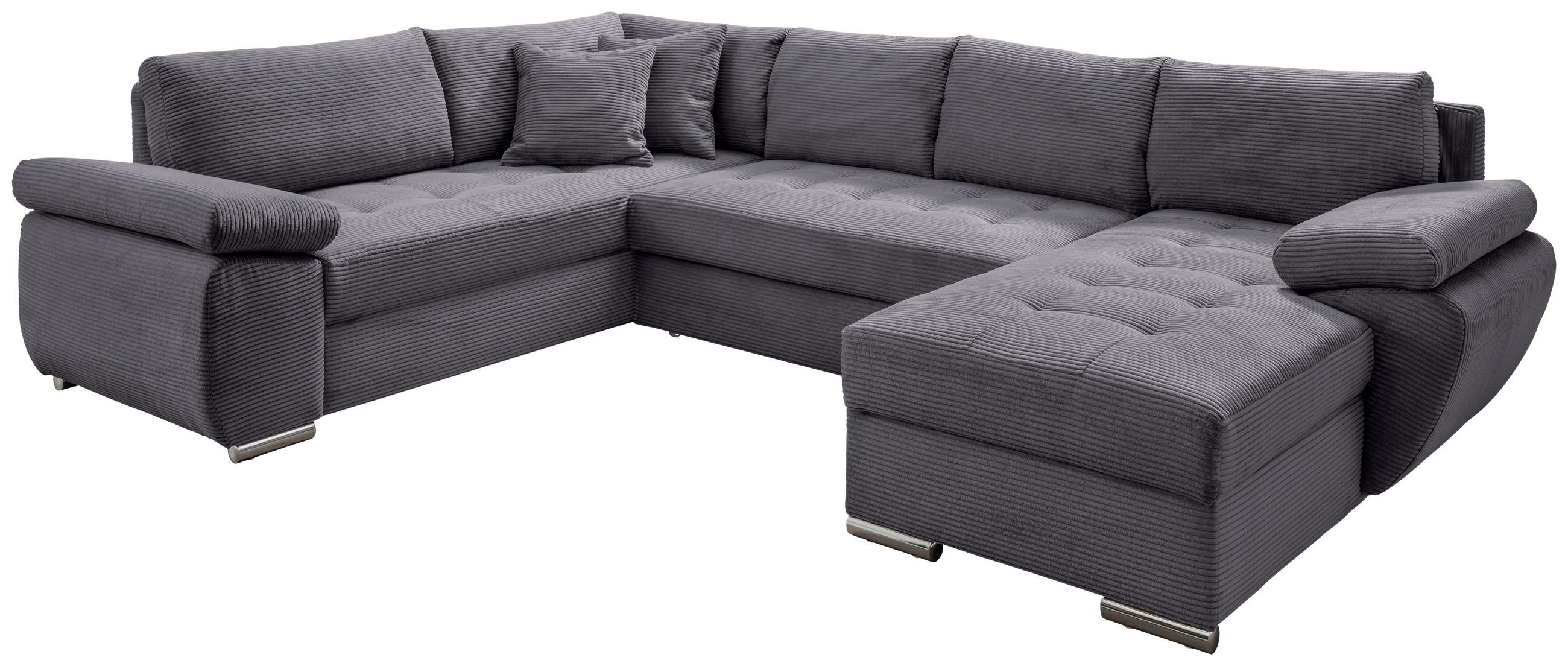 SEDACIA SÚPRAVA, textil, sivá - sivá/chrómová, Konventionell, kov/textil (219/305/157cm) - Livetastic