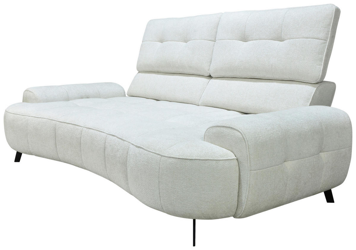 2-SITZER-SOFA Chenille Creme  - Creme/Schwarz, Design, Kunststoff/Textil (230/84/104/111/122cm) - Livetastic