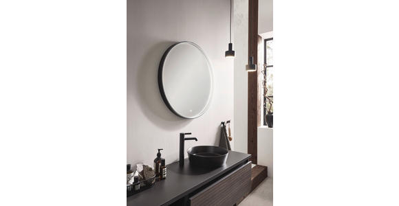 BADEZIMMERSPIEGEL 80/80/5 cm - Silberfarben/Schwarz, Design, Glas/Metall (80/80/5cm) - Novel