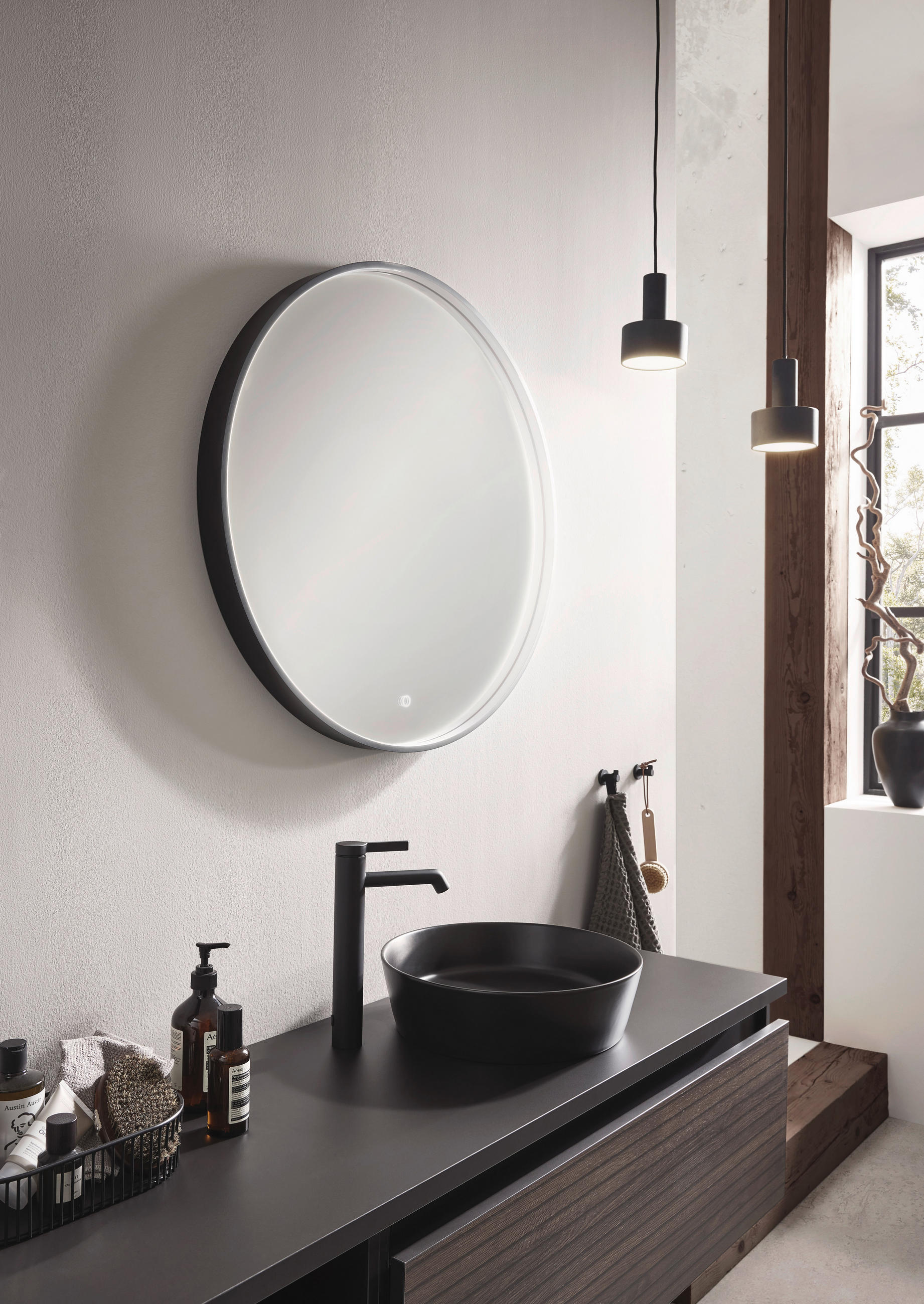 BADEZIMMERSPIEGEL 80/80/5 cm  - Silberfarben/Schwarz, Design, Glas/Metall (80/80/5cm) - Novel