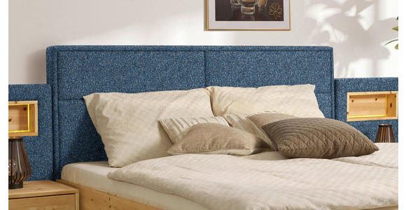 BETT 180/200 cm in Blau, Zirbelkieferfarben - Blau/Zirbelkieferfarben, Natur, Holz/Textil (180/200cm) - Valnatura