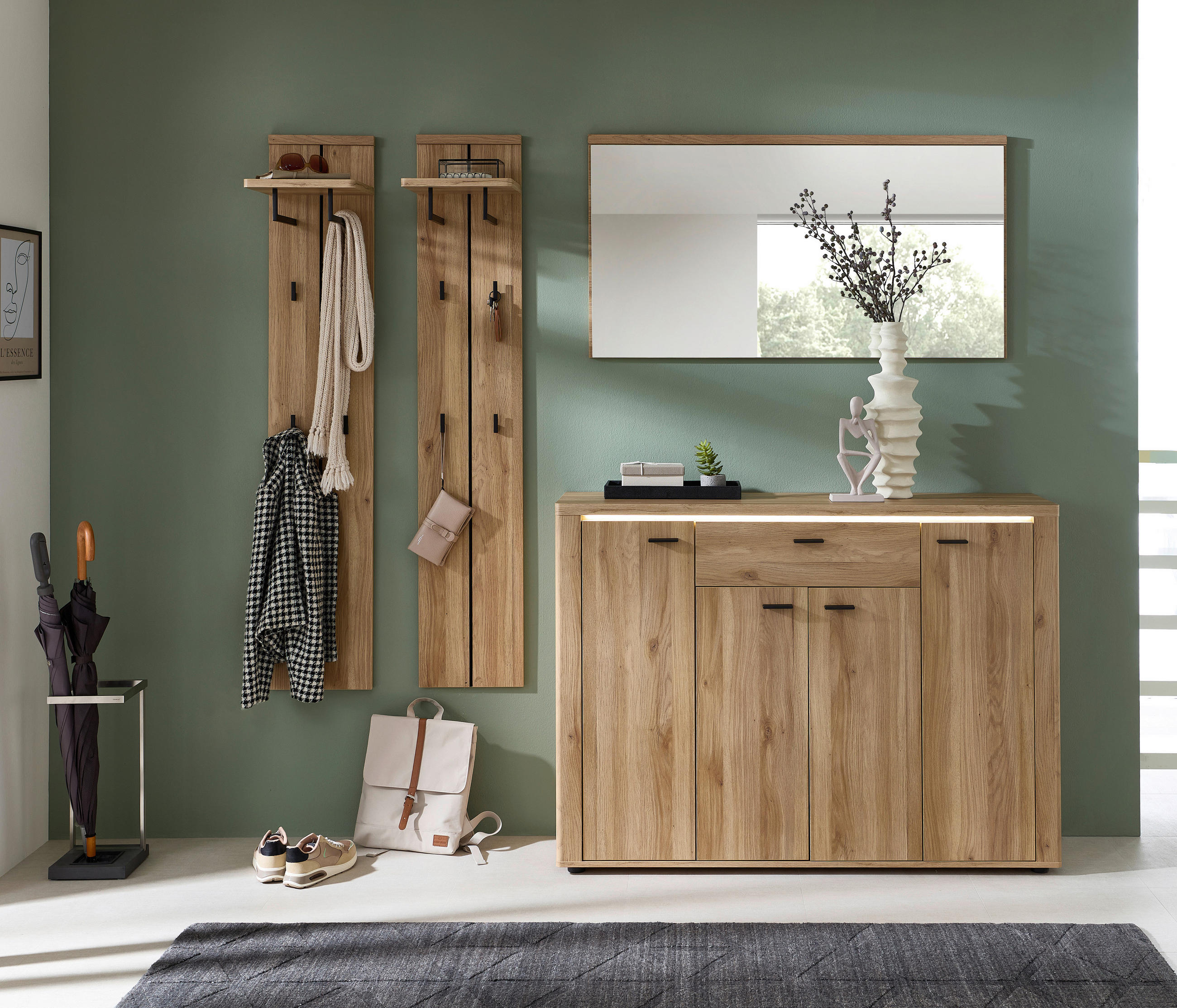 WANDSPIEGEL 122/65/2 cm  - Eichefarben, KONVENTIONELL, Glas/Holzwerkstoff (122/65/2cm) - Xora