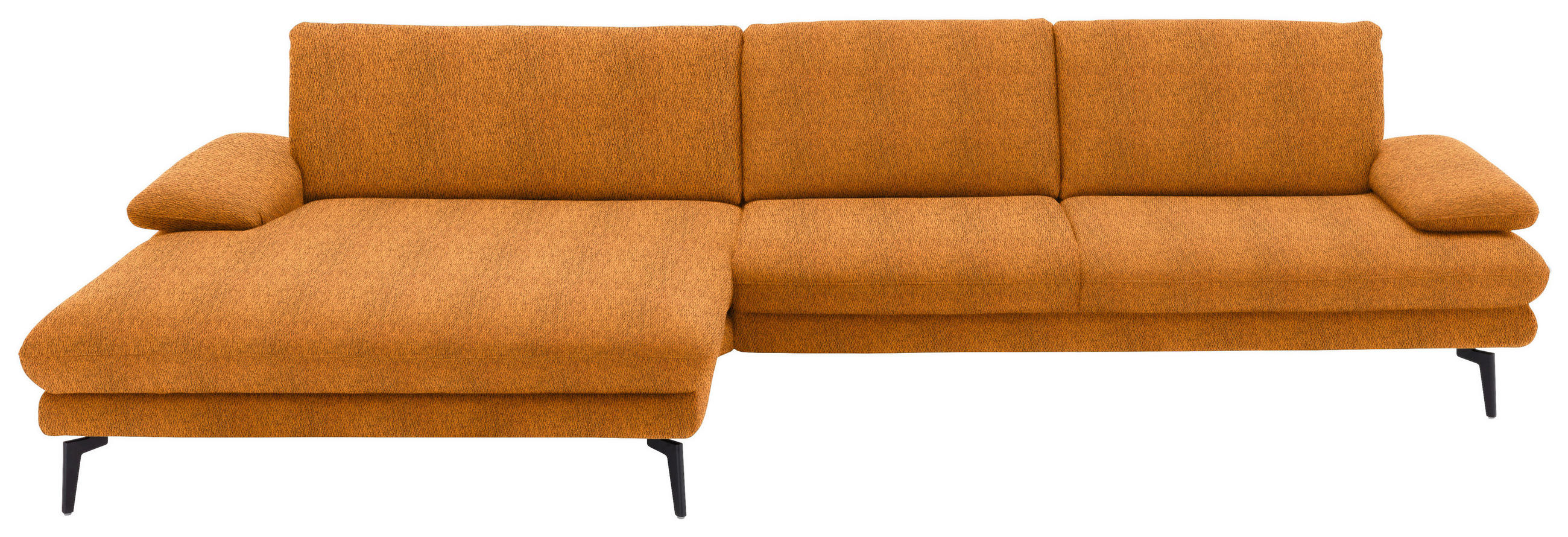 ECKSOFA in Chenille Orange 180/310 cm - Schwarz/Orange, Design, Textil/Metall (180/310cm) - Dieter Knoll
