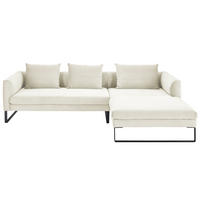 ECKSOFA in Cord Weiss  - Weiss/Schwarz, Konventionell, Textil/Metall (284/178cm) - Hom`in