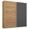 SCHWEBETÜRENSCHRANK 181/197/61 cm 2-türig Graphitfarben, Eiche Artisan  - Graphitfarben/Alufarben, MODERN, Holzwerkstoff/Metall (181/197/61cm) - Rauch Möbel