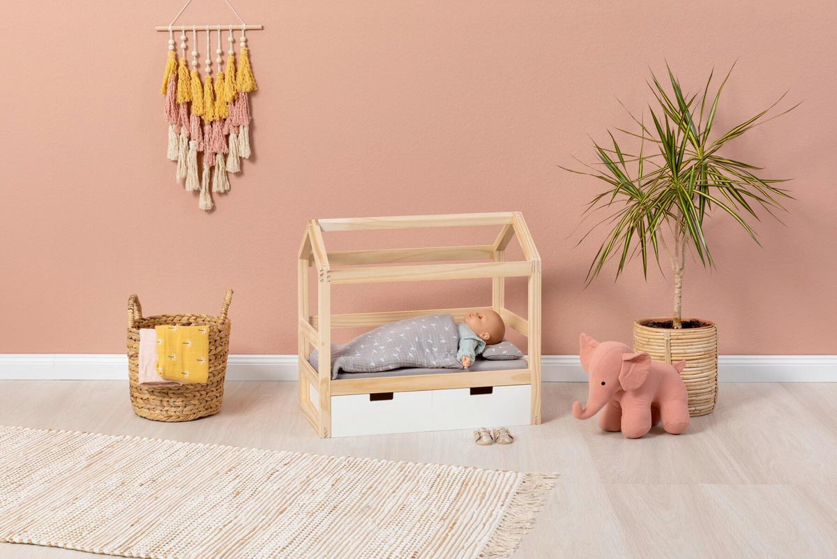 PUPPENBETT VIOLA  - Naturfarben/Weiß, Basics, Holz/Holzwerkstoff (55/31/50cm) - MUSTERKIND