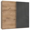 SCHWEBETÜRENSCHRANK in Eichefarben, Grau  - Chromfarben/Eichefarben, Modern, Holzwerkstoff (250/236/65cm) - MID.YOU