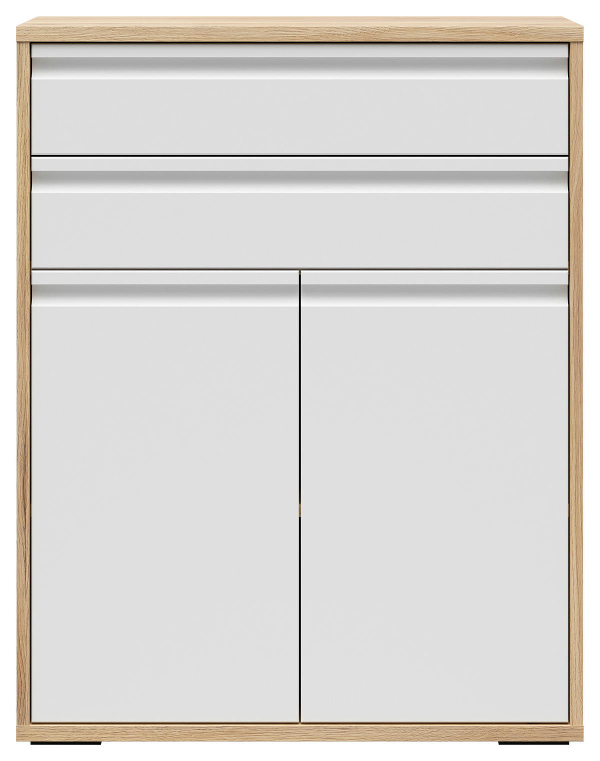 KOMMODE , 80/100/41 cm, 2 Schublade(n)  - Eichefarben/Schwarz, KONVENTIONELL, Holzwerkstoff/Kunststoff (80/100/41cm) - Carryhome