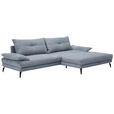 ECKSOFA in Flachgewebe Blau  - Blau/Schwarz, KONVENTIONELL, Textil/Metall (294/176cm) - Carryhome