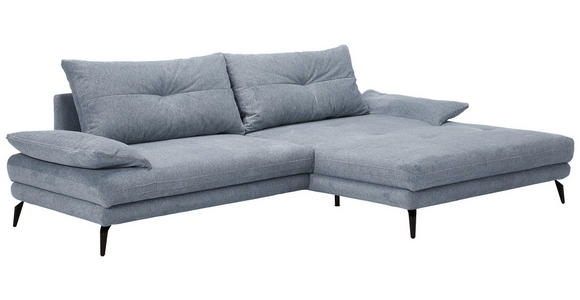 ECKSOFA in Flachgewebe Blau  - Blau/Schwarz, KONVENTIONELL, Textil/Metall (294/176cm) - Carryhome