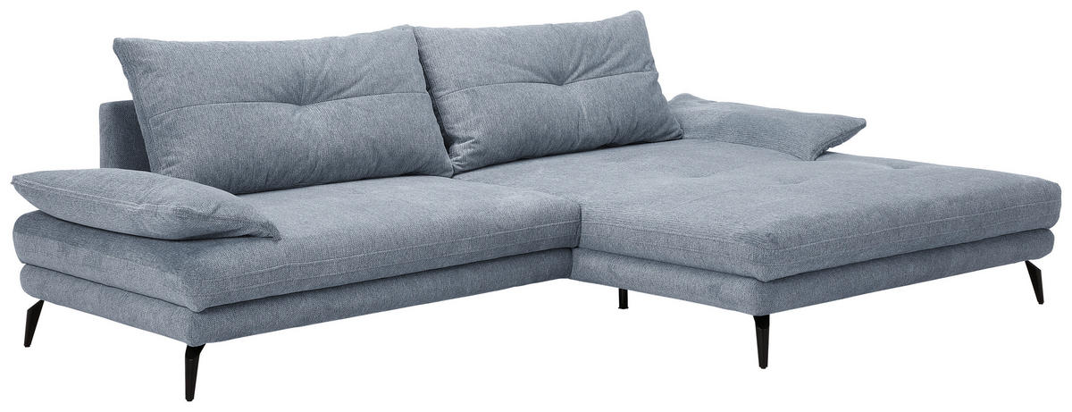 HÖRNSOFFA i flatväv blå  - blå/svart, Klassisk, metall/textil (294/176cm) - MID.YOU