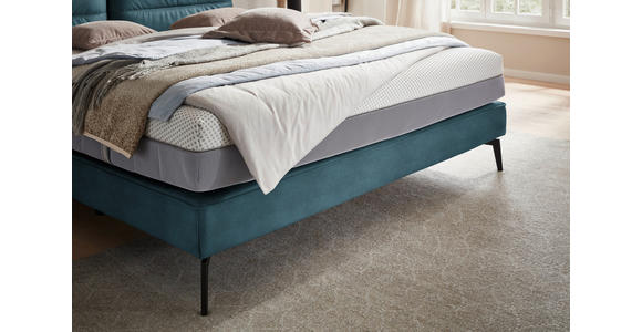BOXSPRINGBETT 180/200 cm in Blau - Blau/Schwarz, Design, Textil/Metall (180/200cm) - Johann Jakob